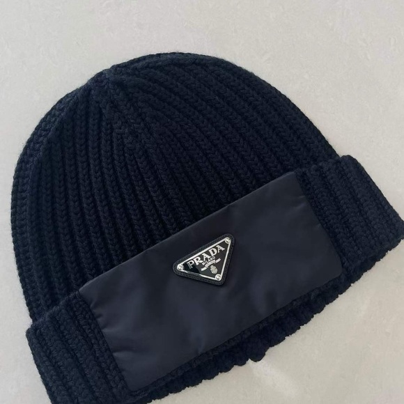 Prada Re-Nylon Gabardine And Wool Cap $750 NEW Without Tag - Picture 3 of 5